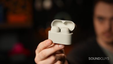 A person holding the Sony WF-1000XM6 earbuds in case