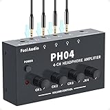 Fosi Audio PH04 4 Channel Headphone Amplifier Stereo Audio Amp with 12V 1A Power Adapter Ultra-Compact Portable Headphone Splitter for Studio and Stage