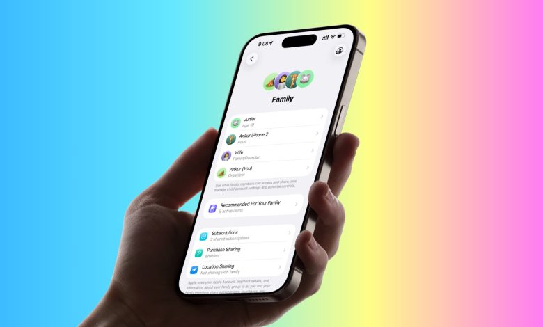 Family screen in iPhone settings