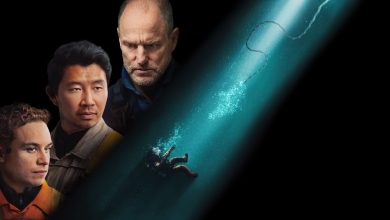 A poster for the movie Last Breath, showing a diver falling deep into the sea, his umbilical having snapped.