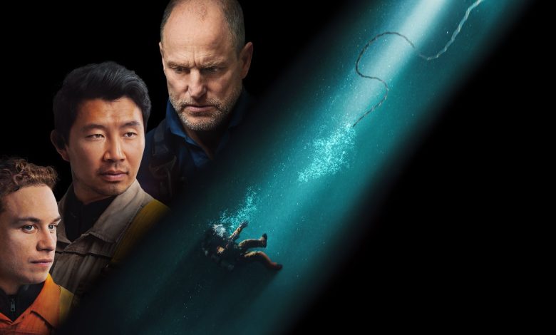 A poster for the movie Last Breath, showing a diver falling deep into the sea, his umbilical having snapped.