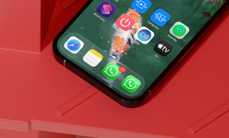 iPhone Home Screen showing WhatsApp and WhatsApp Business