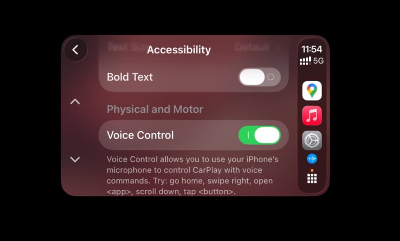 Voice Control in CarPlay settings