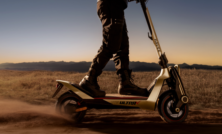 A person riding a scooter