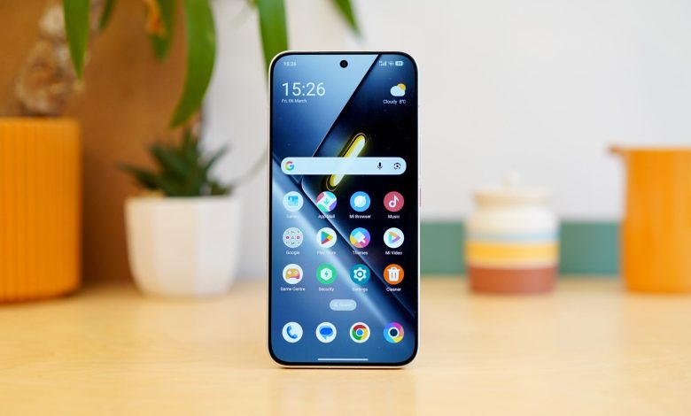 Poco X8 Pro Max on a table, front view