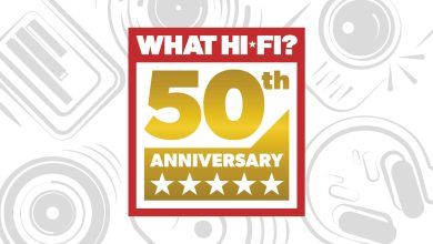 What Hi-Fi? 50th Anniversary logo on white background