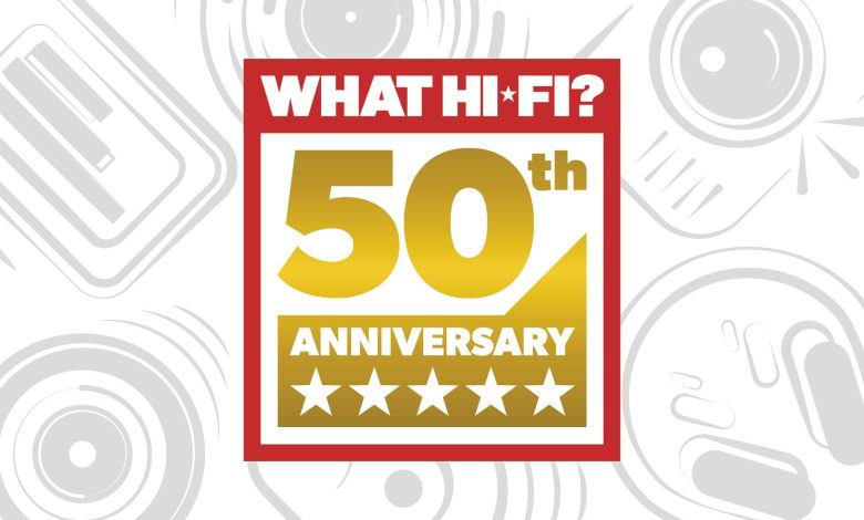 What Hi-Fi? 50th Anniversary logo on white background