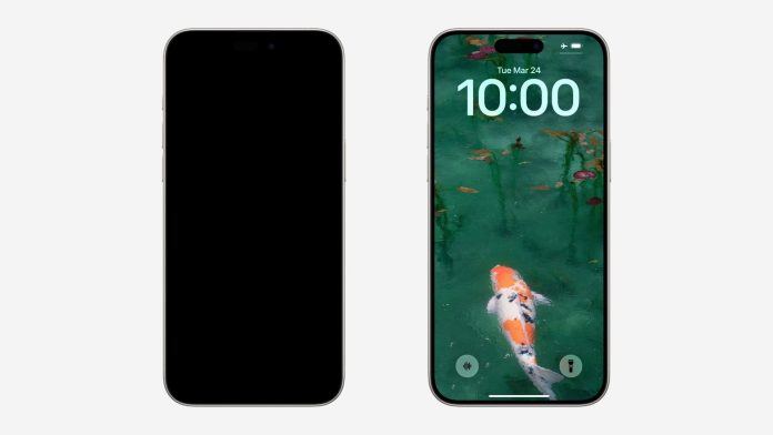 Two iPhone with one display off and another switched on