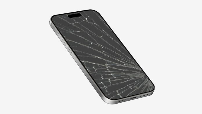 iPhone with cracked screen