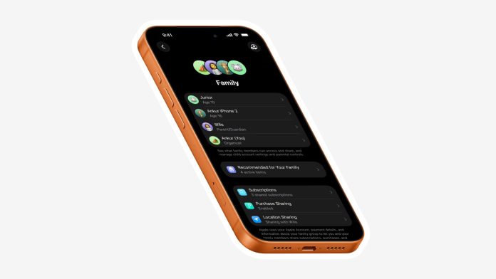 Family screen in iPhone settings