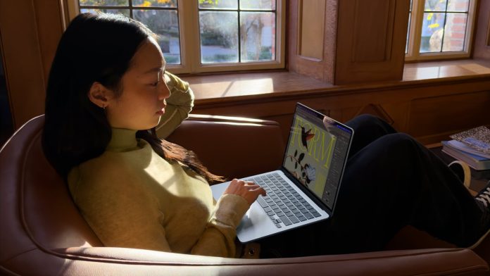 Girl using MacBook Air
