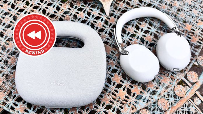 Sony The Collexion headphones on table with Rewind logo