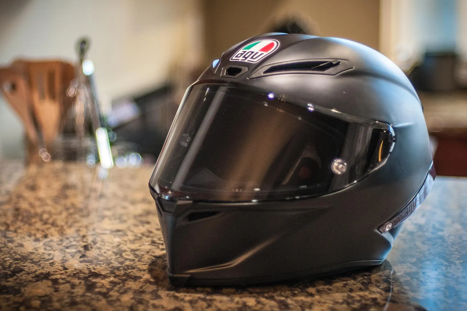 Close up of the AGV helmet shell and vents