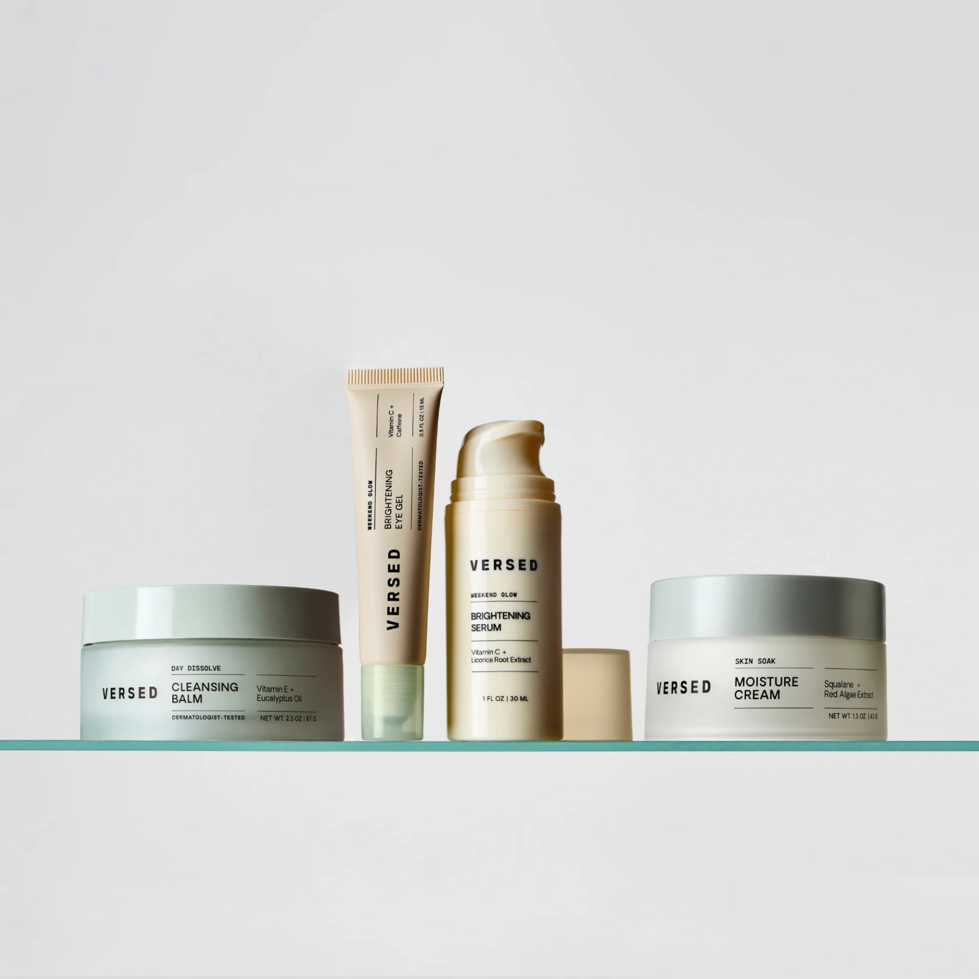 Close up of Versed skincare textures and swatches