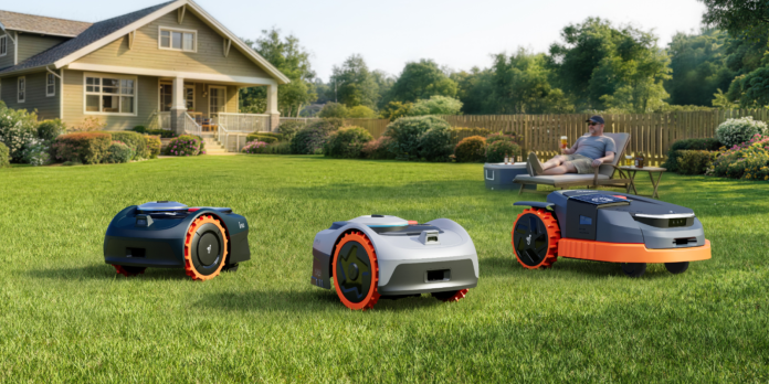 A group of robots in the yard
