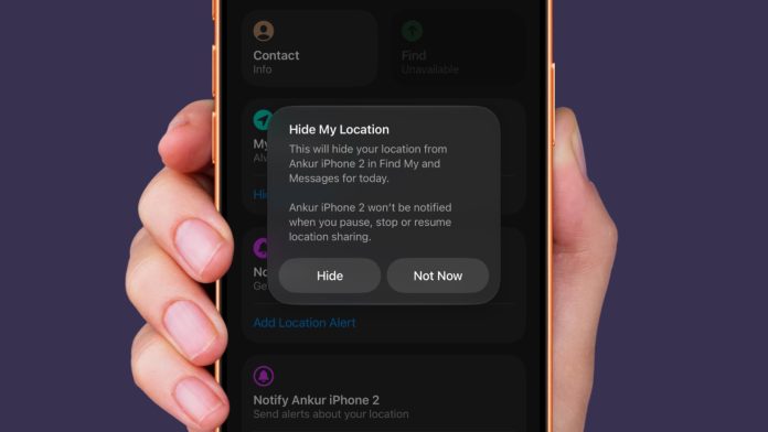 Hide Location popup in Find My on iPhone