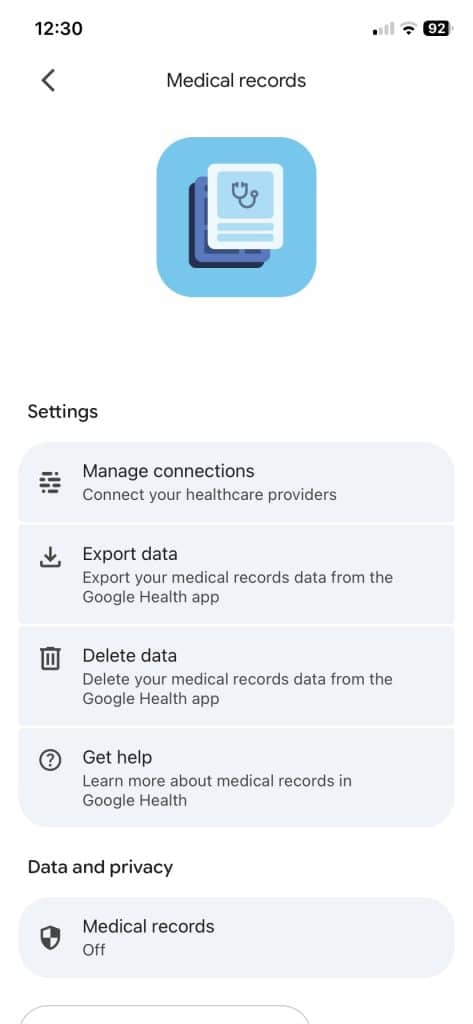 Google health records