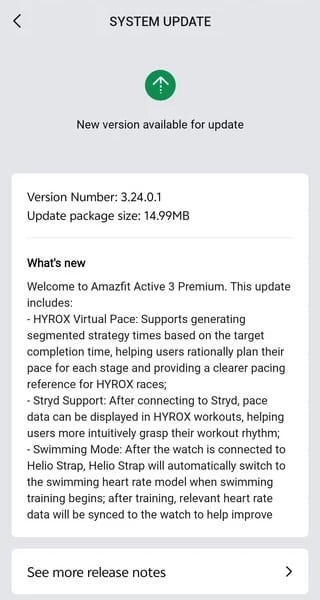 Premium update for Amazfit Active 3
