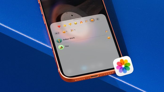 Emoji reactions for a photo in iCloud shared album on iPhone