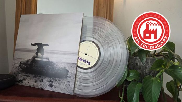 Transparent vinyl record half in its sleeve